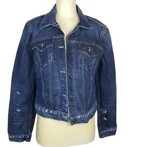 Ralph Lauren Denim & Supply Womens Denim Jacket Size L Distressed Heritage Jean